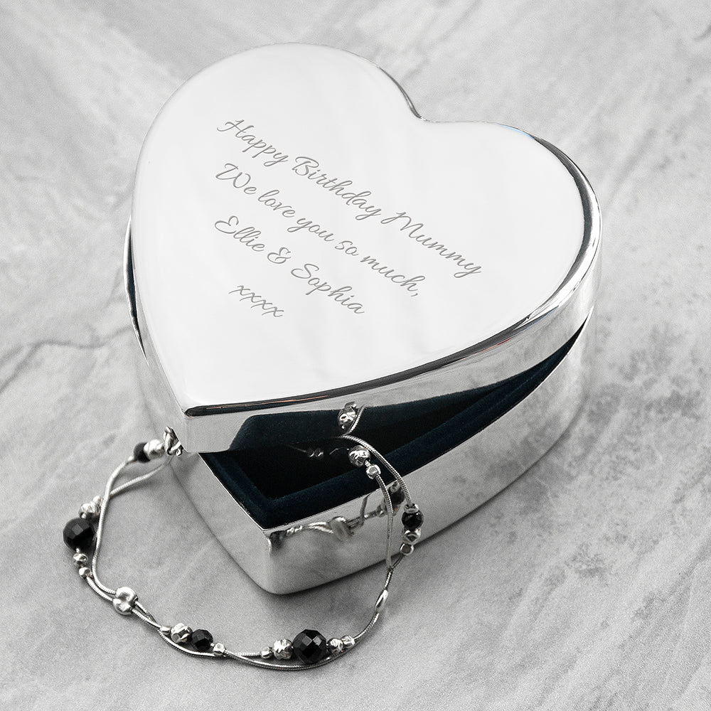 Personalised Classic Silver Heart Trinket Box - treat-republic