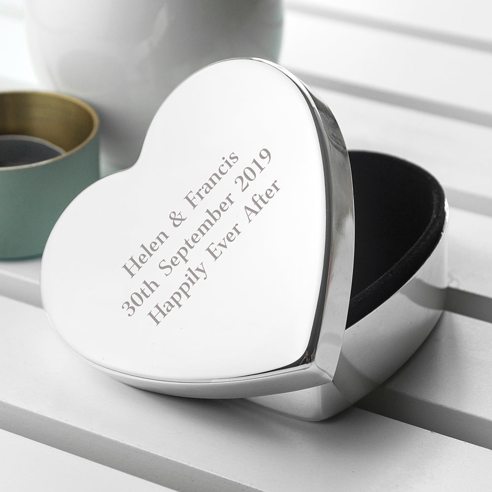 Personalised Classic Silver Heart Trinket Box - treat-republic
