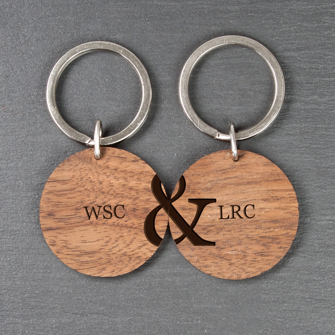 Personalised Couples Set of Two Wooden Keyrings - treat-republic