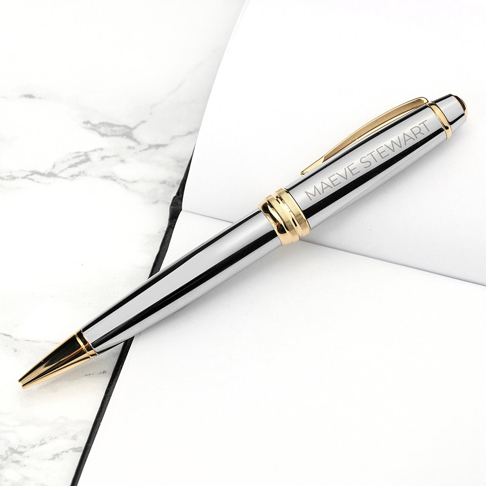 Personalised Cross Silver Gold Medallist Pen - treat-republic