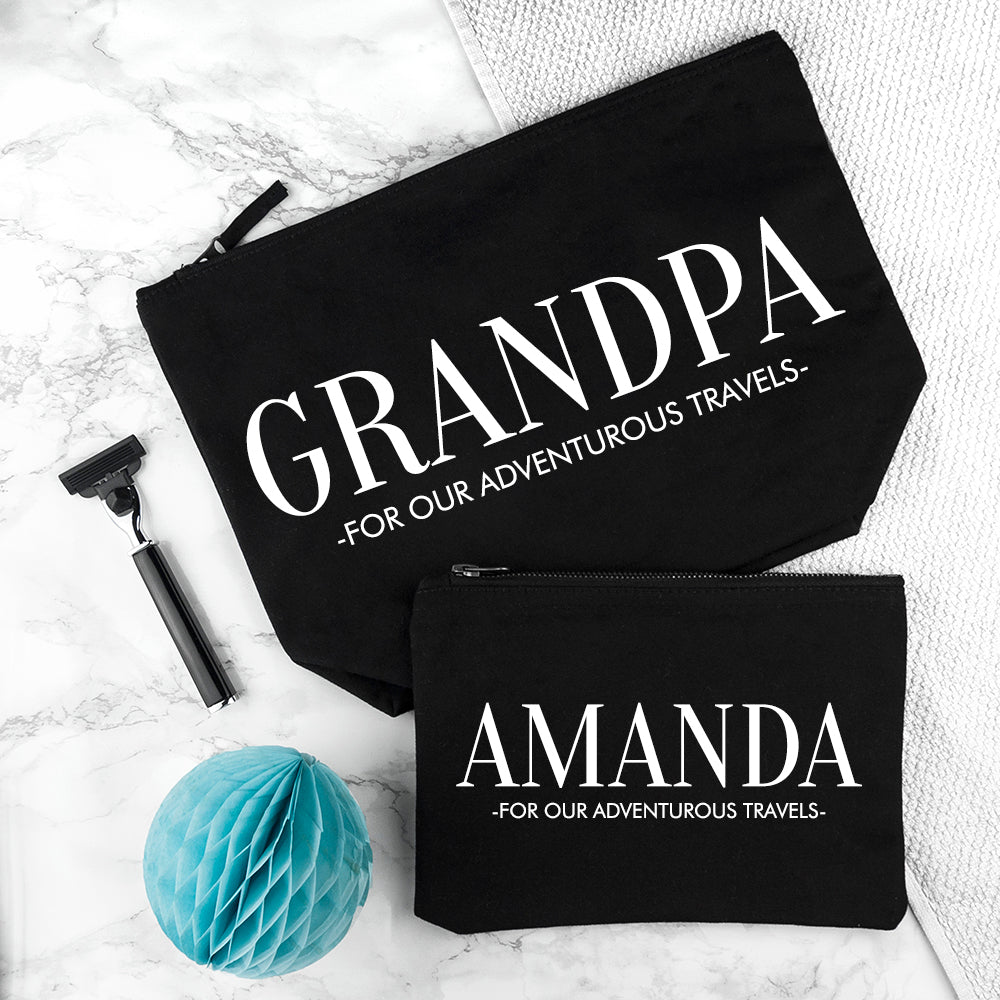 Personalised Daddy & Me Black Wash Bags - treat-republic