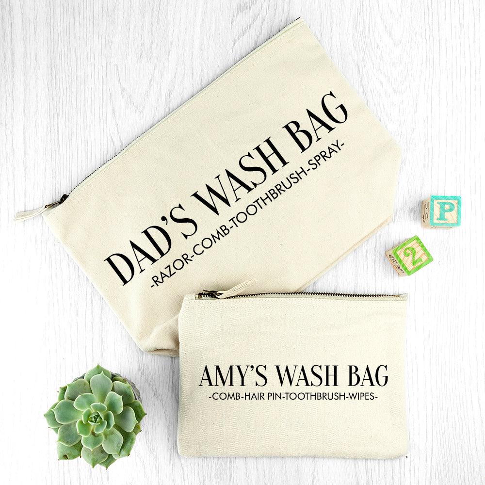 Personalised Daddy & Me Cream Wash Bags - treat-republic