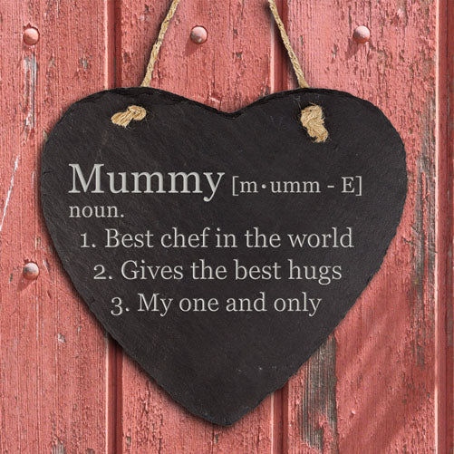 Personalised Definition of Mummy Heart Hanging Slate Keepsake - treat-republic