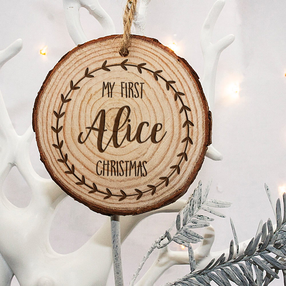 Personalised Engraved Baby's First Christmas Tree Decoration - treat-republic