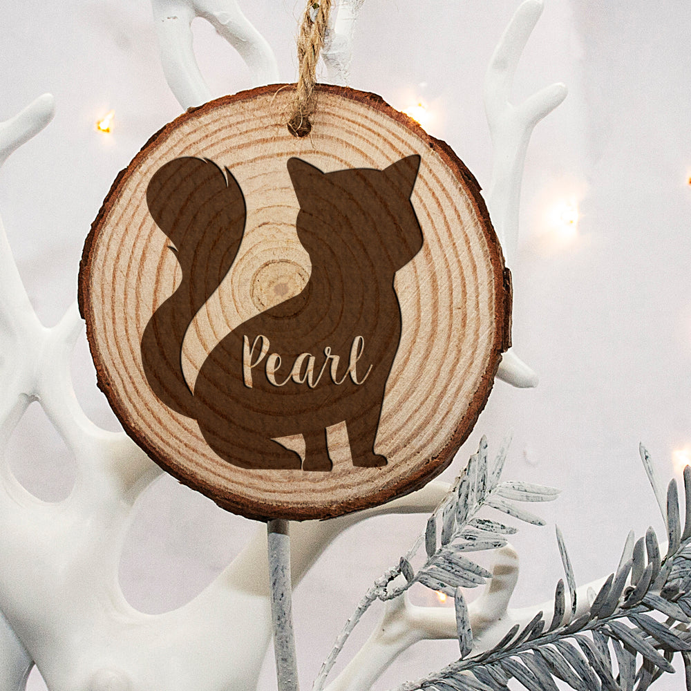 Personalised Engraved Cat Silhouette Christmas Tree Decoration - treat-republic