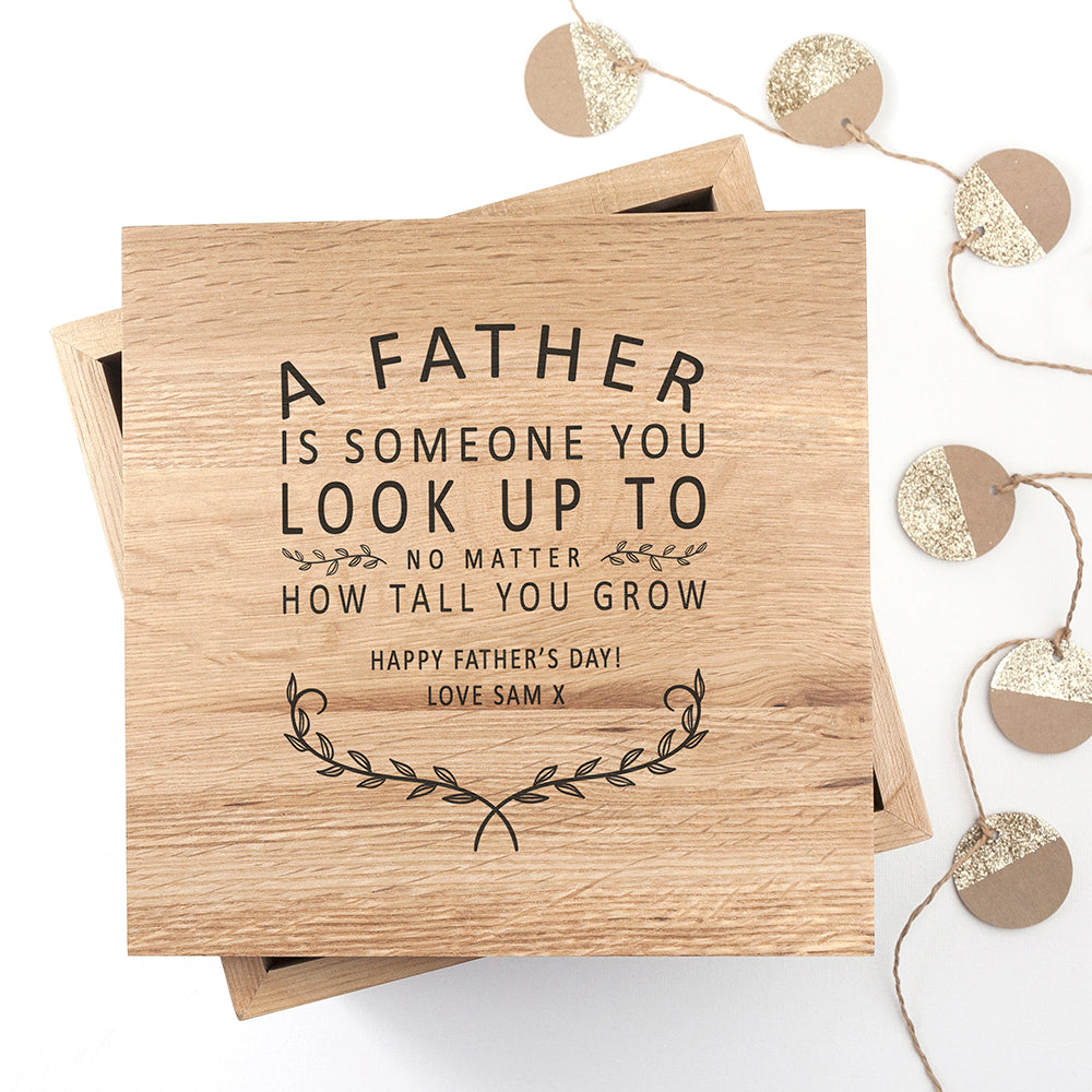 Personalised Father Is Oak Photo Keepsake Box - treat-republic