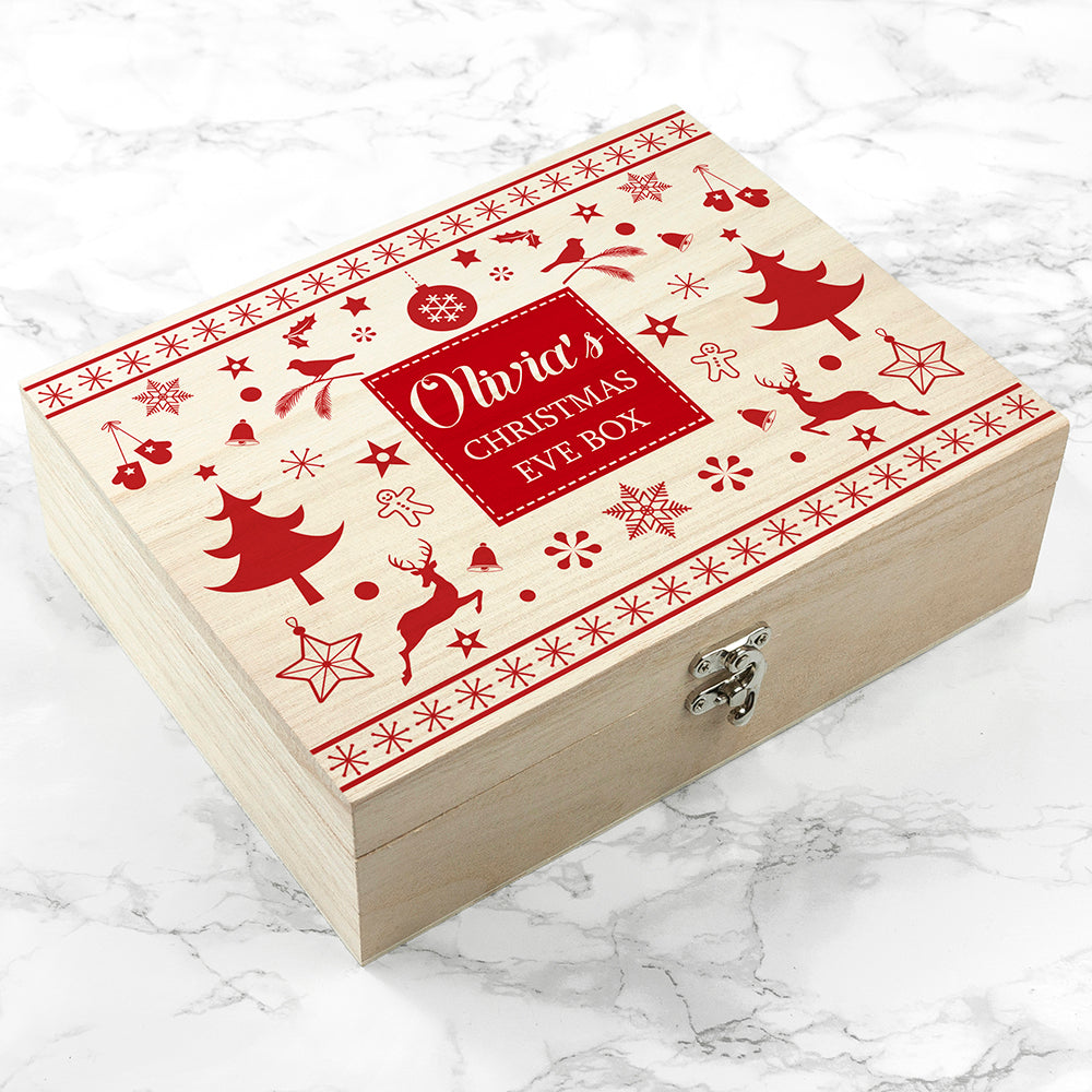 Personalised Festive Scandi Print Christmas Eve Box - treat-republic