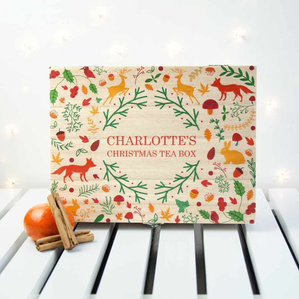 Personalised Festive Woodland Christmas Tea Box - treat-republic