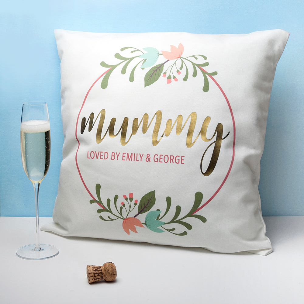 Personalised Floral Wreath Cushion Cover - treat-republic