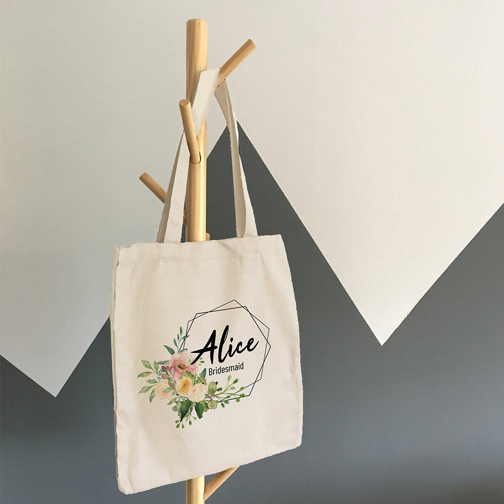 Personalised Geometric Hexagonal Wreath Tote Bag - treat-republic