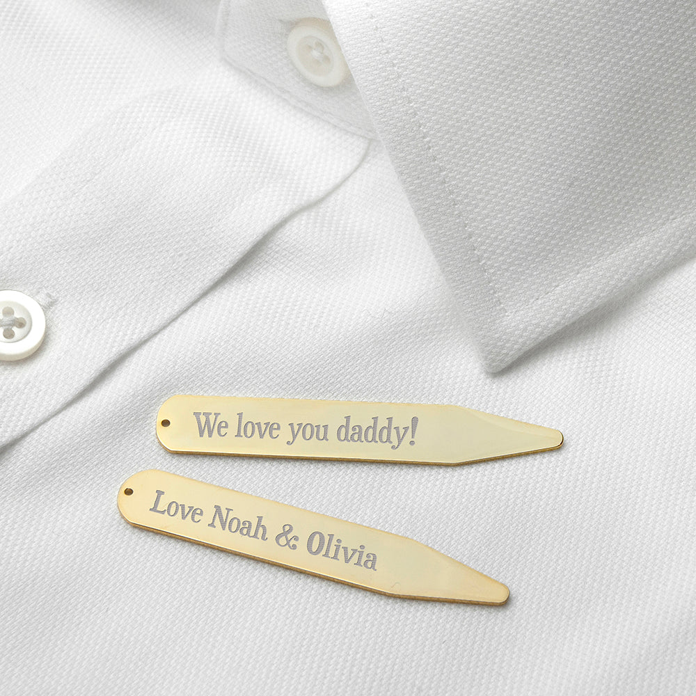 Personalised Gold Plated Secret Message Collar Stiffener - treat-republic