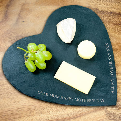 Heart Slate Cheese Board with Personalised Engraving - treat-republic