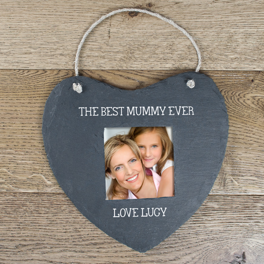 Personalised Heart Shaped Hanging Slate Picture Frame - treat-republic