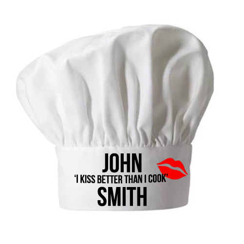 Personalised I Kiss Better Than I Cook Chef Hat - treat-republic