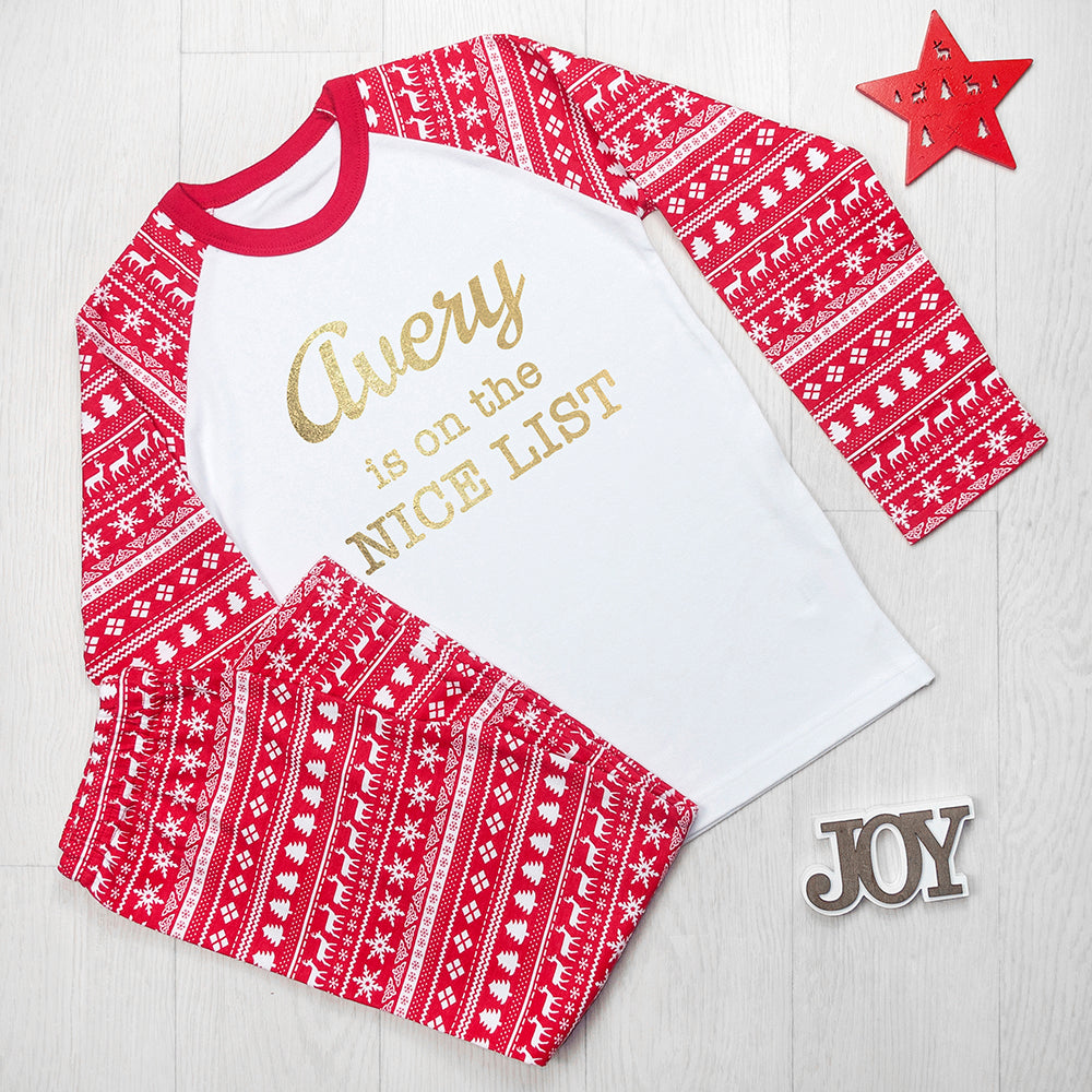 Personalised Kids 'Nice List' Scandi Pyjamas - treat-republic