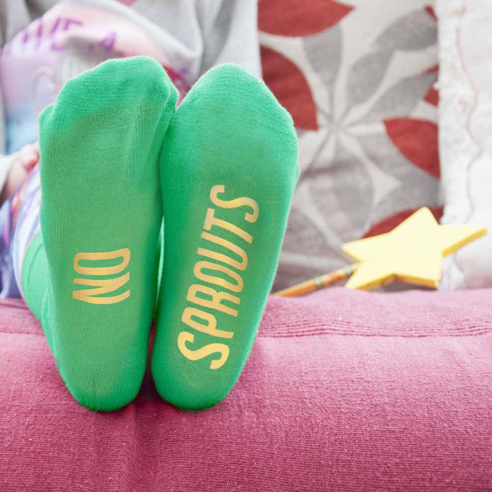 Personalised Kids Sprout Green and Canary Yellow Christmas Day Socks - treat-republic
