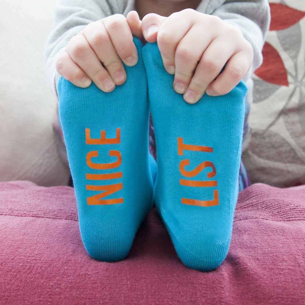 Personalised Kids Turquoise & Terracotta Orange Christmas Day Socks - treat-republic