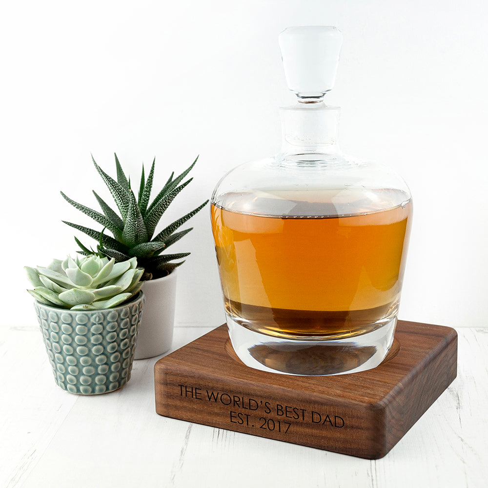 Personalised LSA Whisky Decanter & Walnut Base - treat-republic