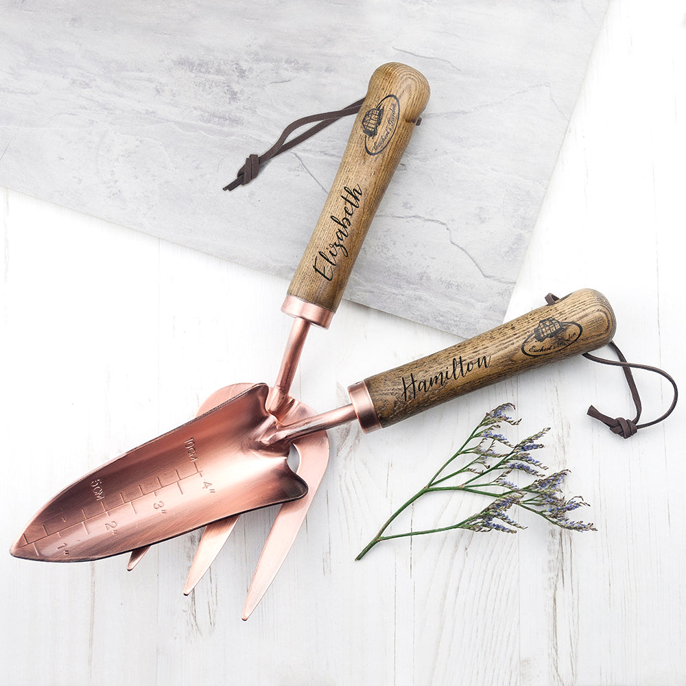 Personalised Luxe Copper Trowel and Fork Set - treat-republic