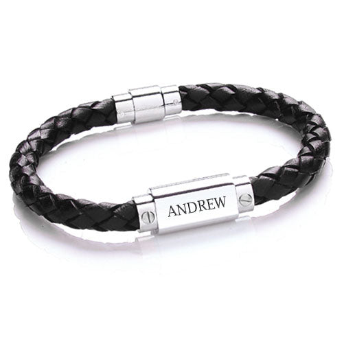 Personalised Mens Leather Bracelet - treat-republic