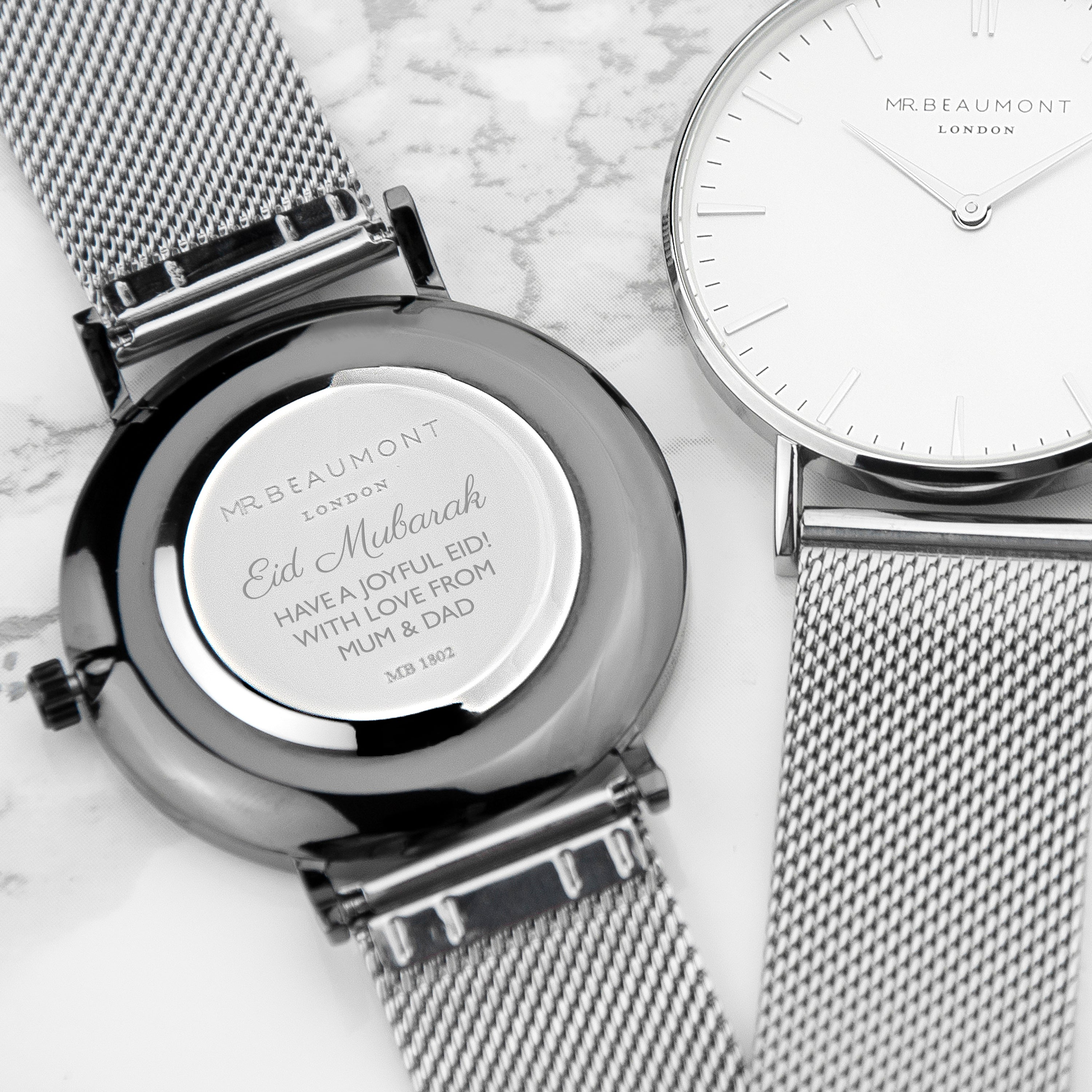 Personalised Men's Silver Eid Mubarak Watch - treat-republic