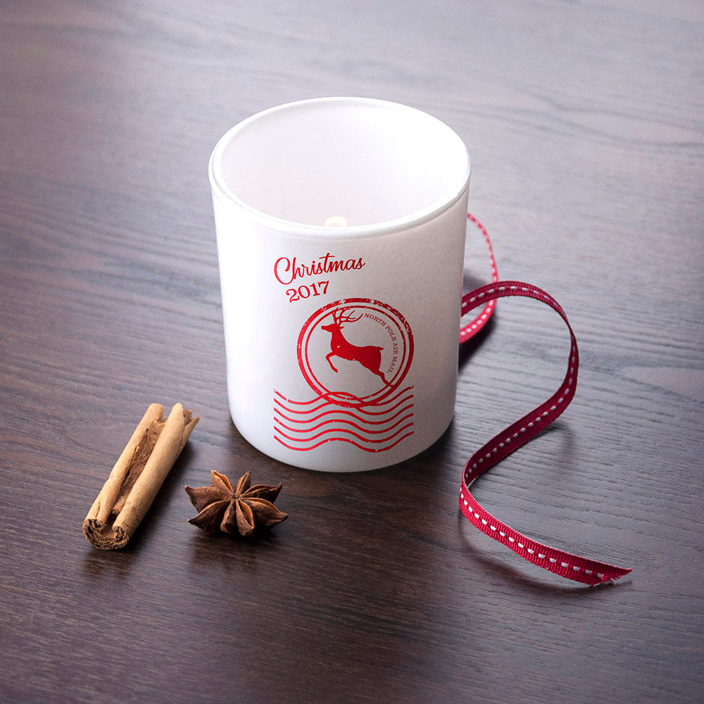Personalised North Pole Stamped Glass Tealight Holder - treat-republic