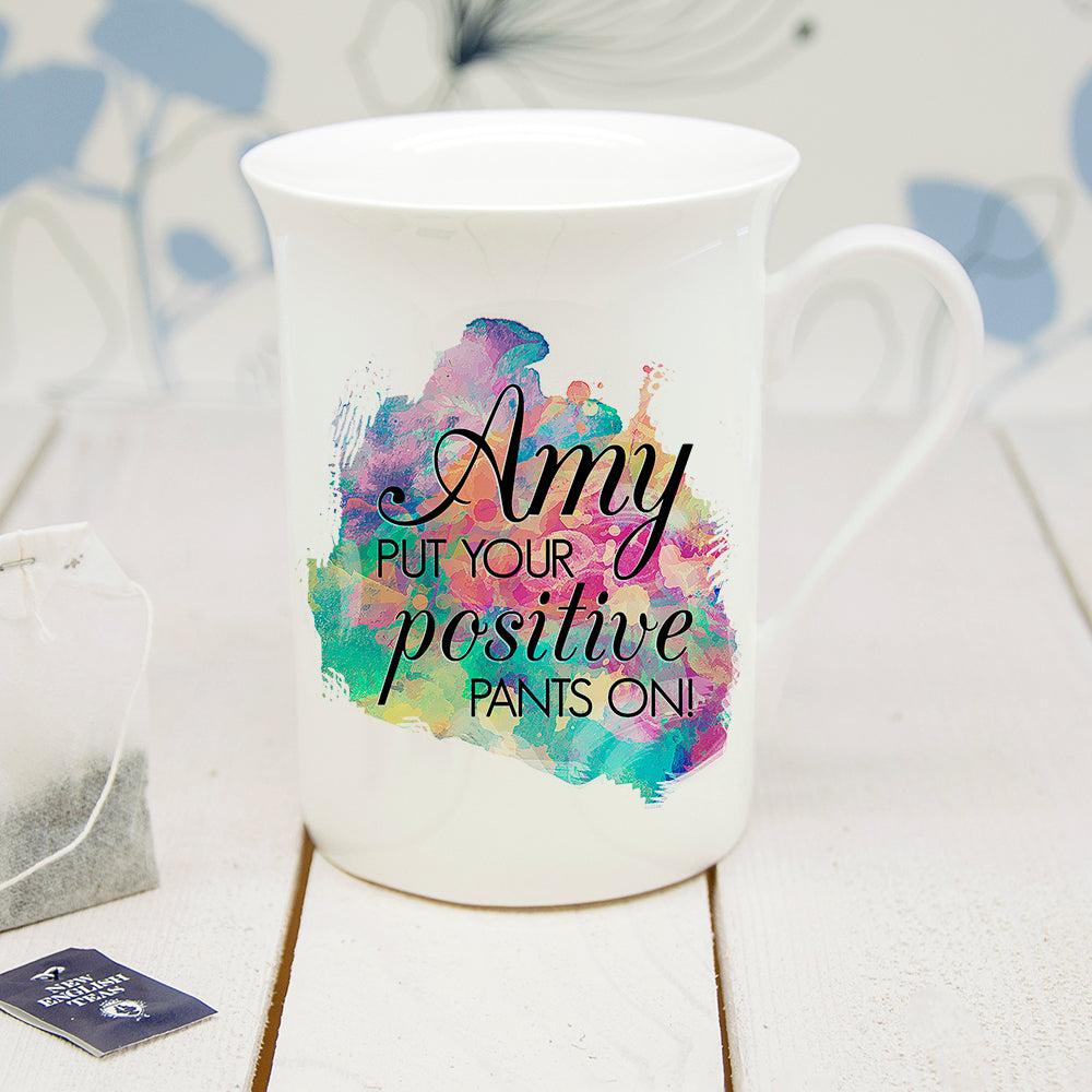 Personalised Positive Pants Bone China Mug - treat-republic
