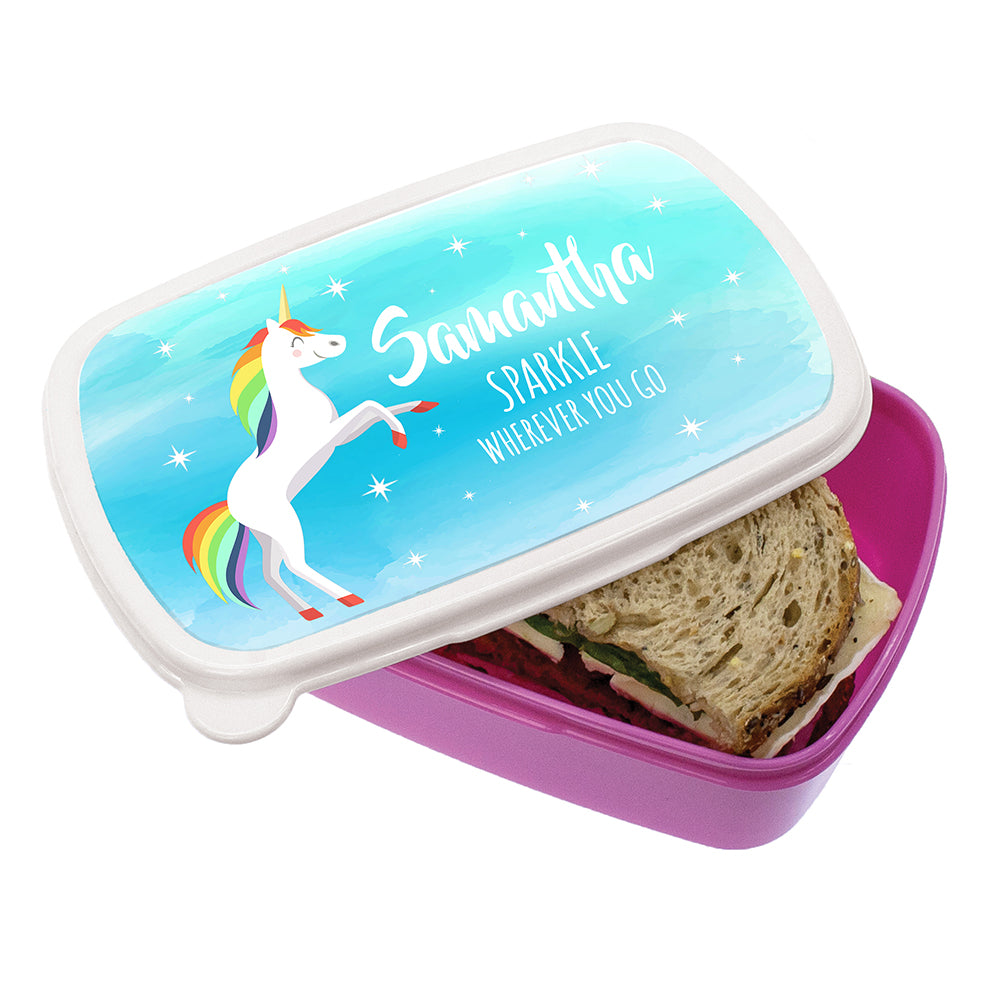 Personalised Rainbow Unicorn Lunch Box - treat-republic