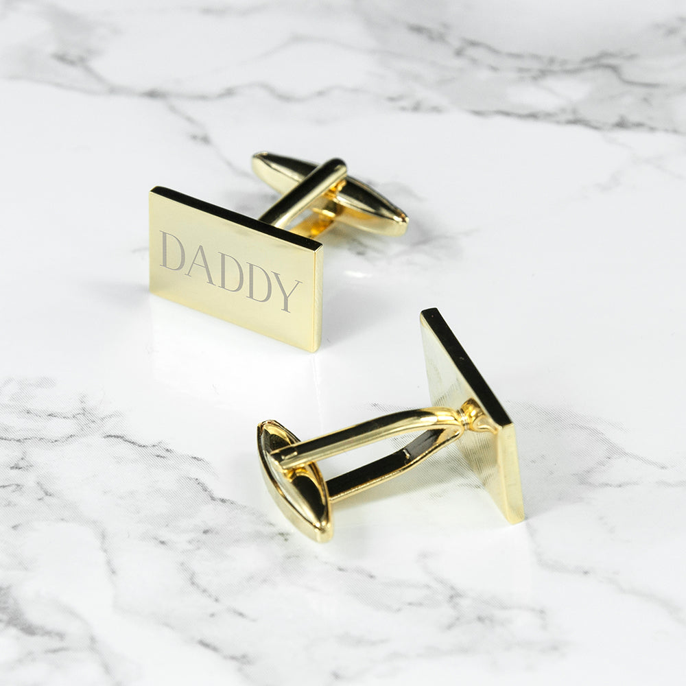Personalised Rectangle Gold Plated Cufflinks - treat-republic