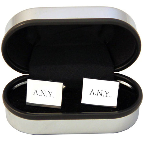 Personalised Rectangle Silver Plated Cufflinks - treat-republic