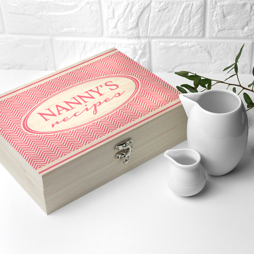 Personalised Retro Chevron Recipe Box - treat-republic