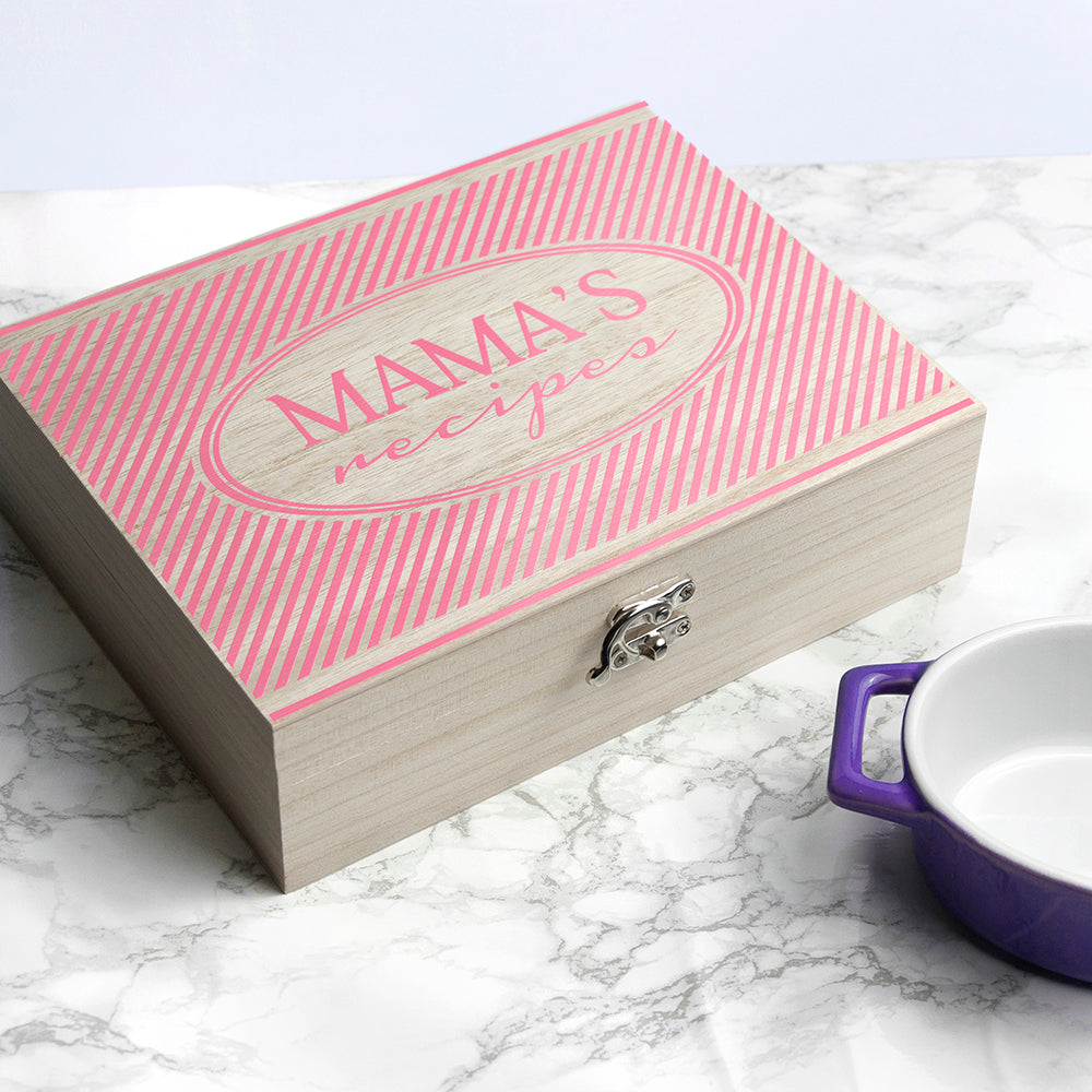 Personalised Retro Stripe Recipe Box - treat-republic
