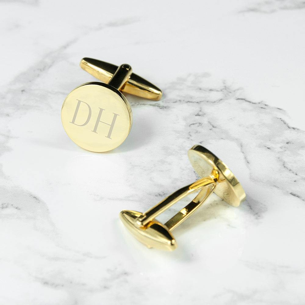 Personalised Round Gold Plated Cufflinks - treat-republic