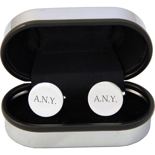 Personalised Round Silver Plated Cufflinks - treat-republic