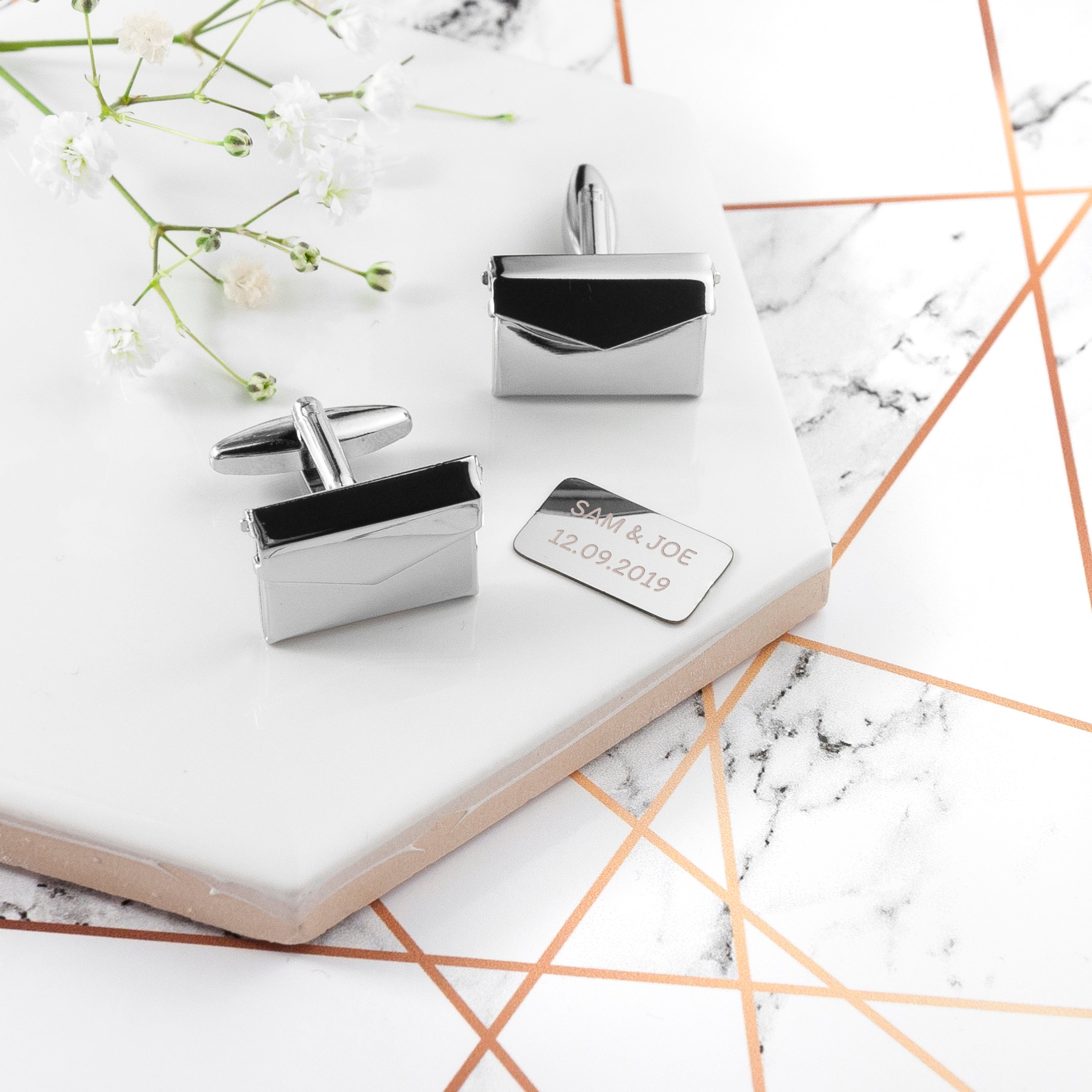 Personalised Secret Message Envelope Cufflinks - treat-republic