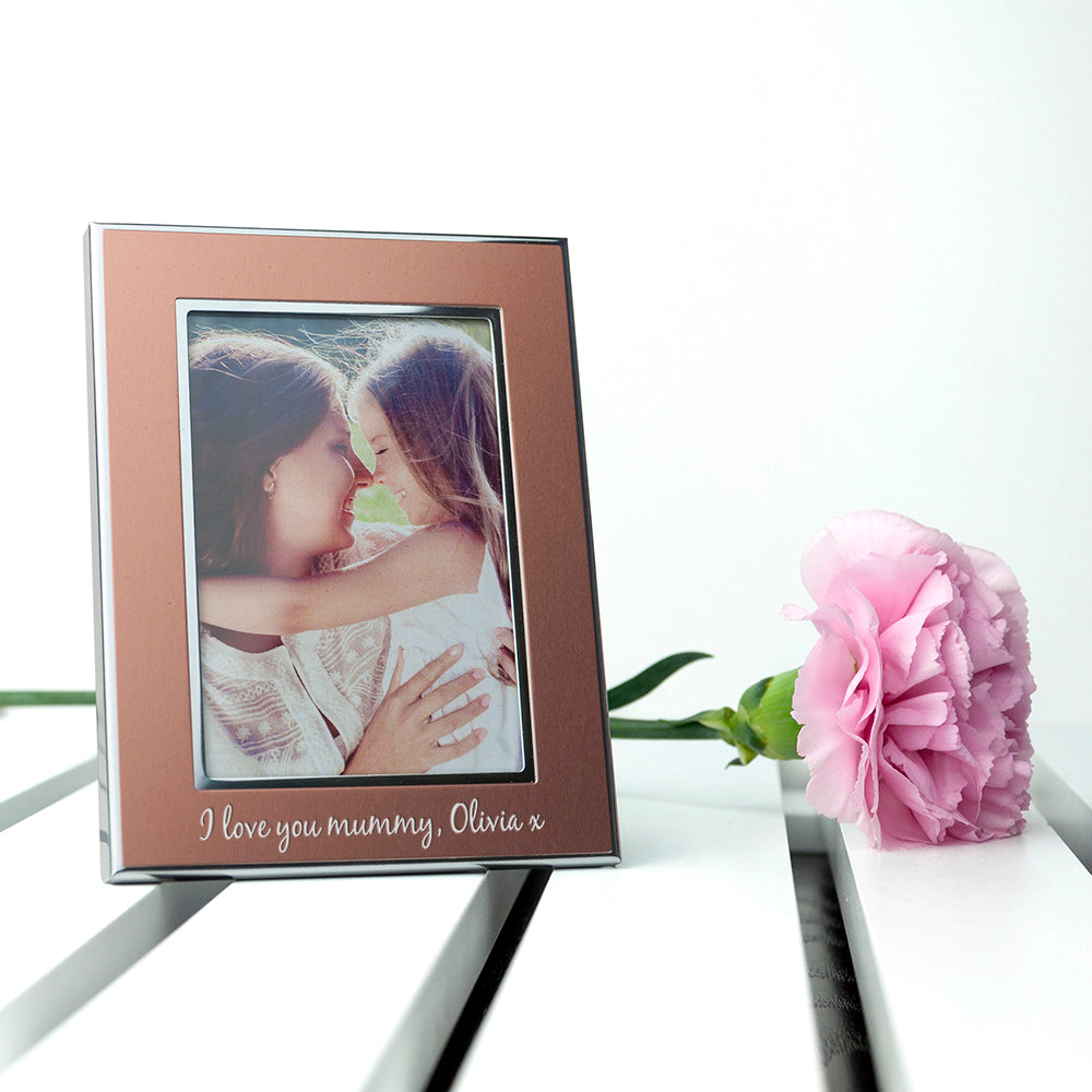 Personalised Small Rose Gold Metal Photo Frame - treat-republic
