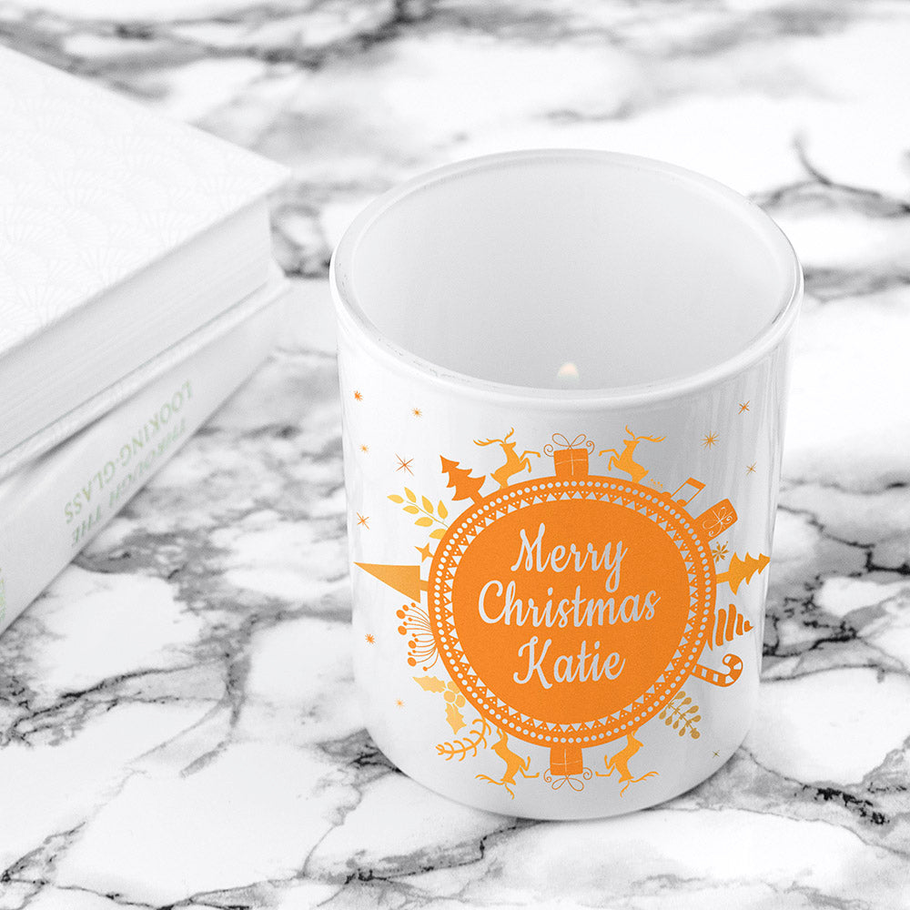 Personalised Snowflake Wreath Glass Tealight Holder - treat-republic