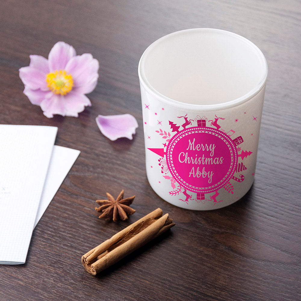 Personalised Snowflake Wreath Glass Tealight Holder - treat-republic