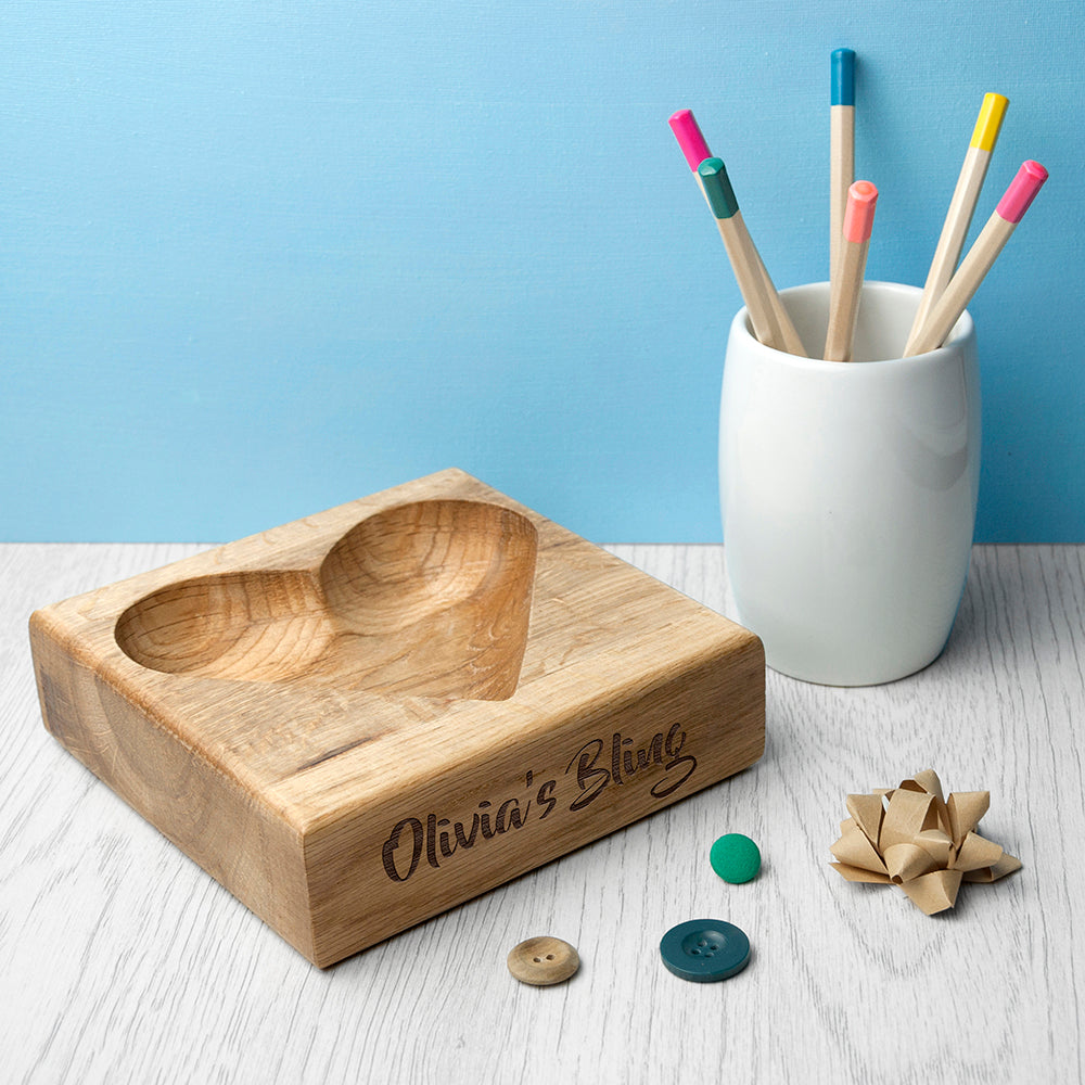 Personalised Solid Oak Trinket Dish - treat-republic