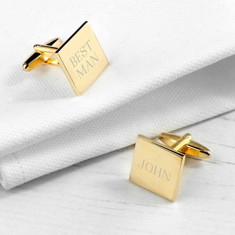 Personalised Square Gold Plated Cufflinks - treat-republic