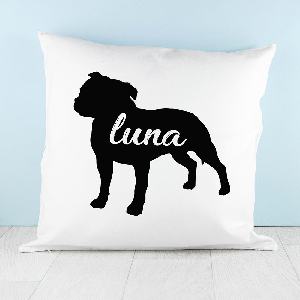 Personalised Staffordshire Terrier Silhouette Cushion Cover - treat-republic