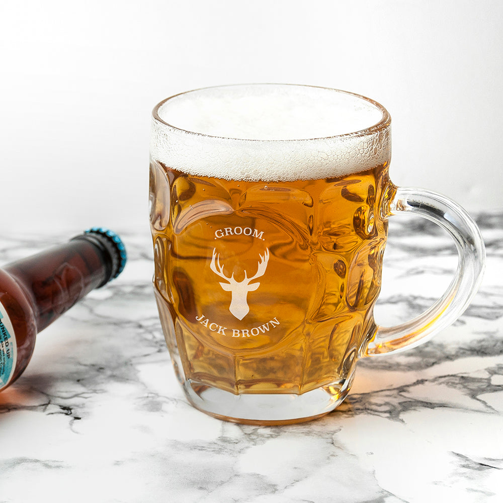 Personalised Stag Dimpled Beer Glass - treat-republic