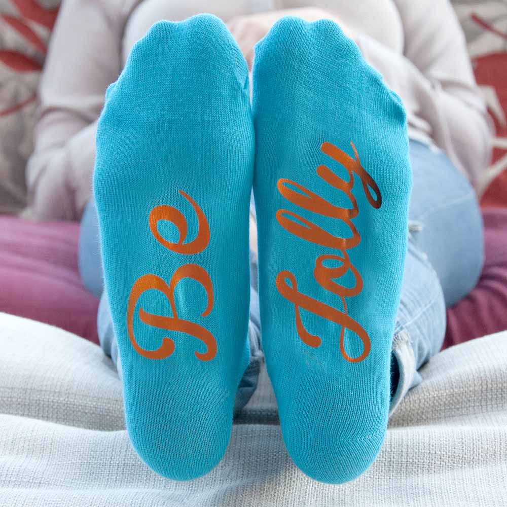 Personalised Turquoise & Terracotta Orange Christmas Day Socks - treat-republic