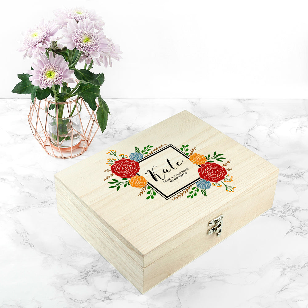 Personalised Vibrant Flower Frame Bridesmaid Box - treat-republic