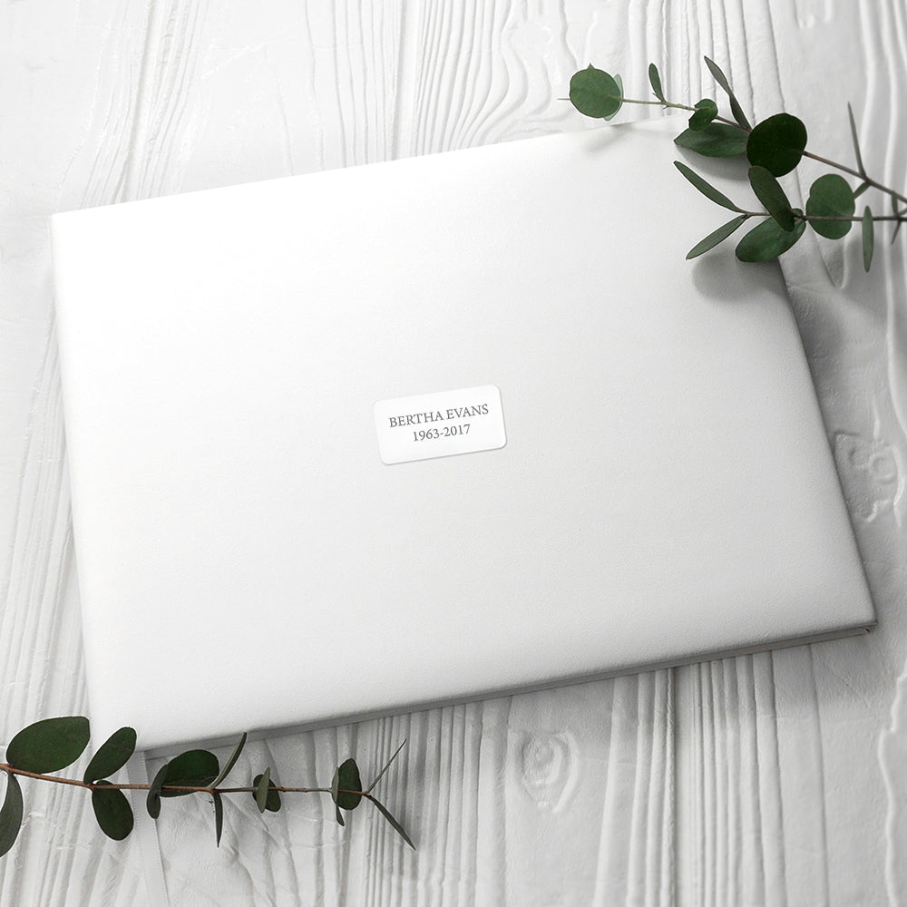 Personalised White Leather Memoriam Book - treat-republic