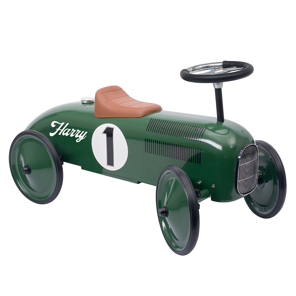 Personalised Vintage Style Ride On Car for Kids - Racing Green - treat-republic