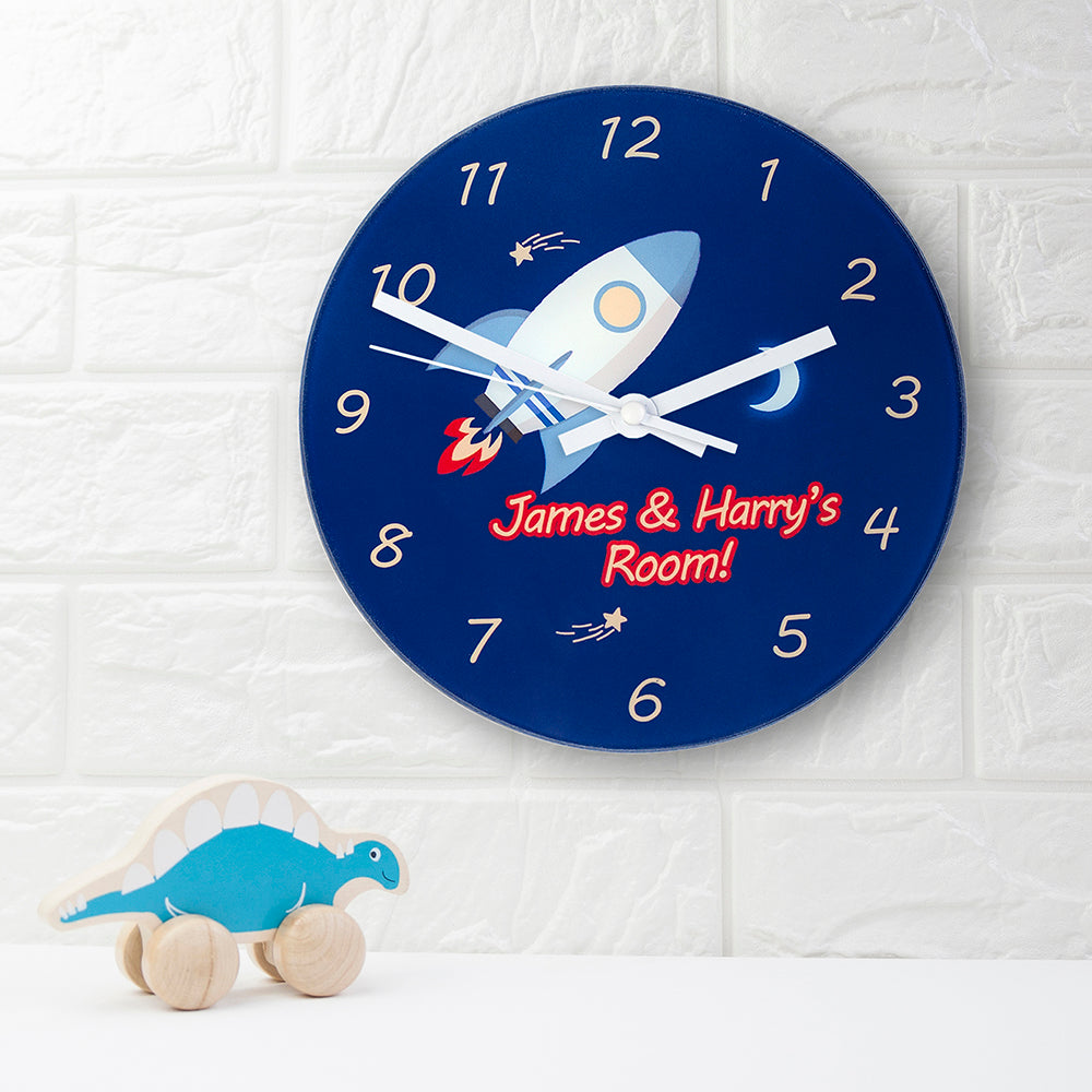 Rocket To The Moon Personalised Wall Clock - treat-republic