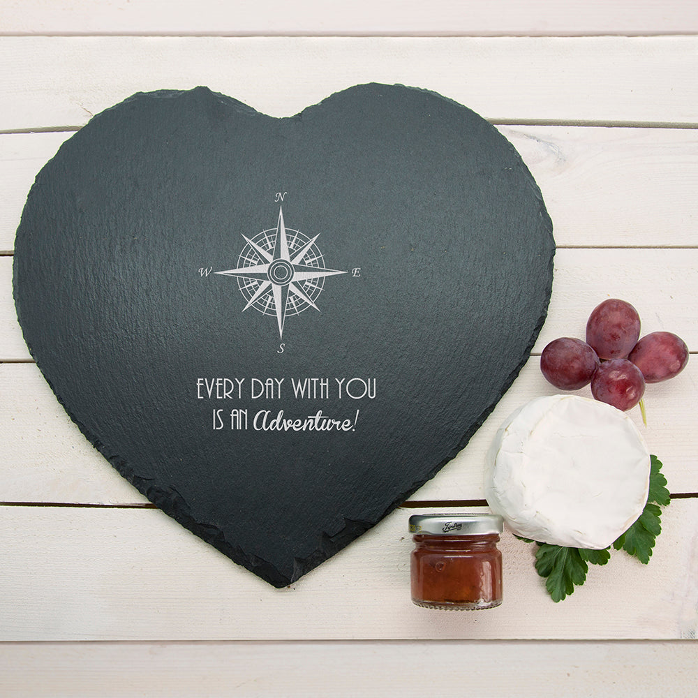Romantic Compass Heart Slate Cheese Board - treat-republic