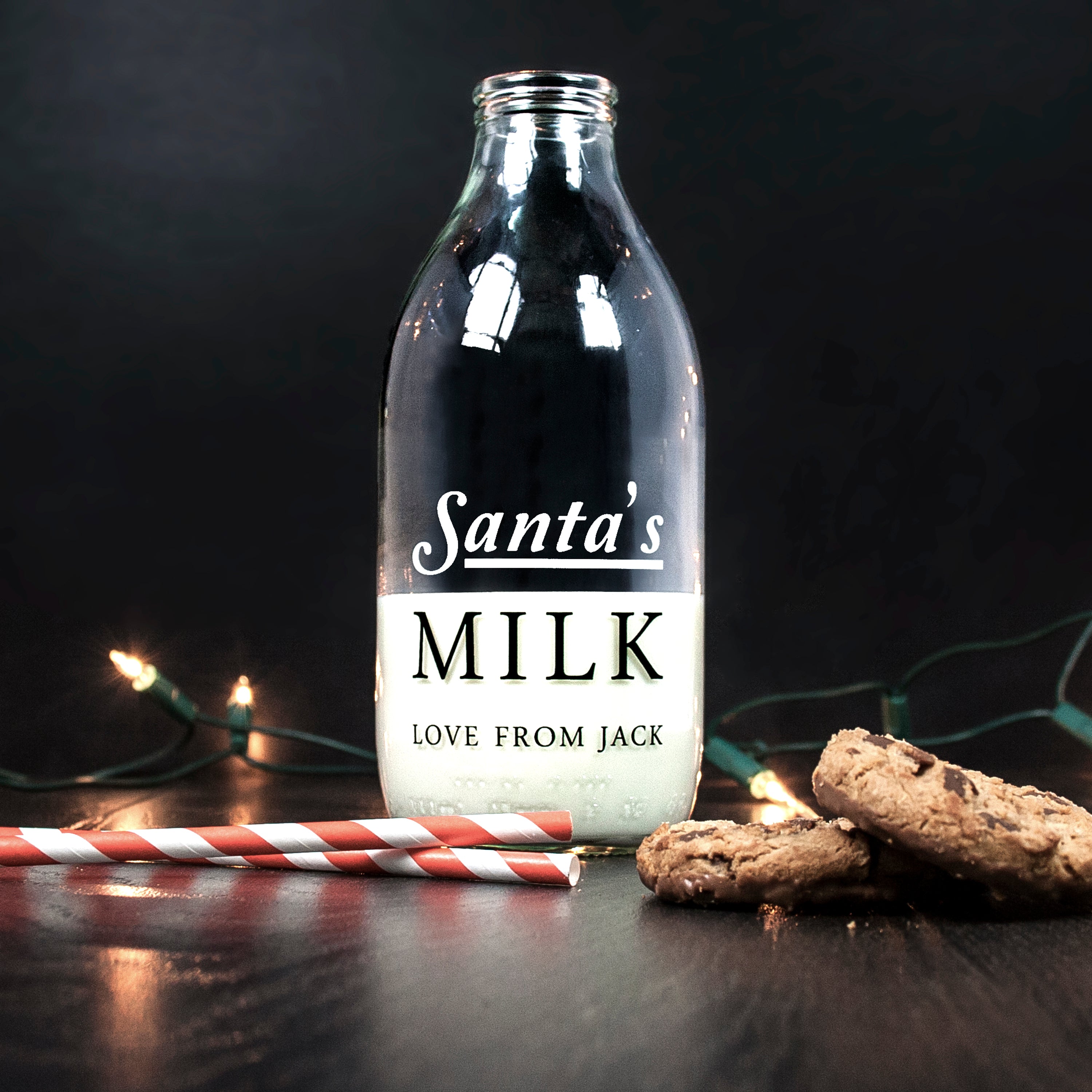 Santa's Glass Milk Bottle - treat-republic