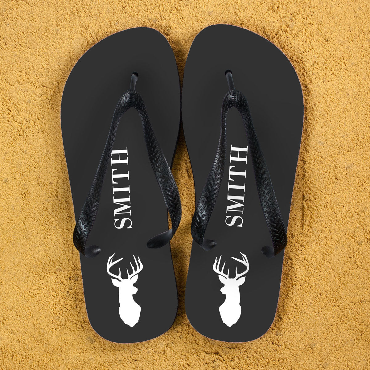 Stag Design Personalised Flip Flops in Grey - treat-republic